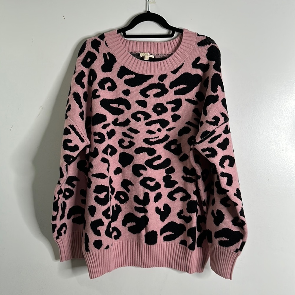 ODDy pink leopard print sweater size 2xl